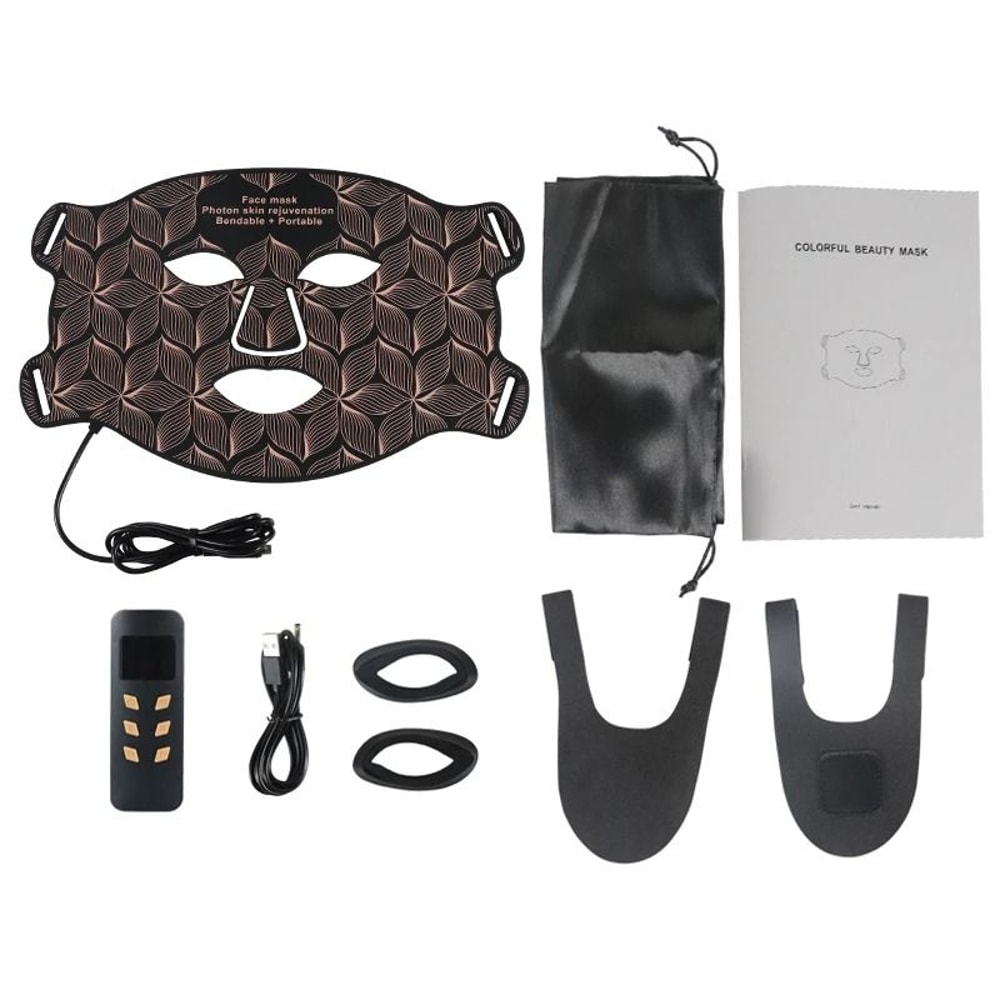 Eight Color LED Facial And Neck Mask With Light Therapy For Skin Firming Whitening And Oil Control 7