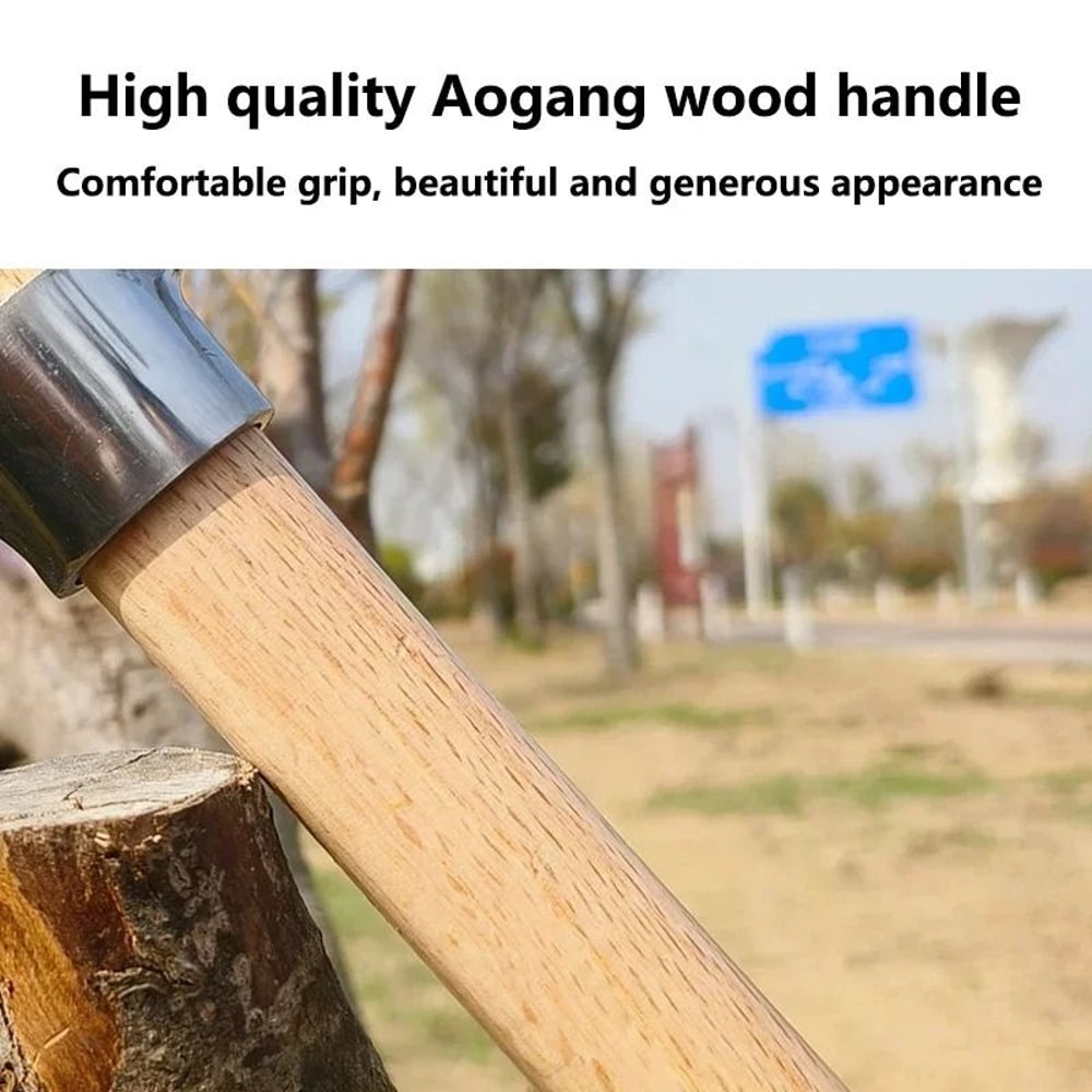 Stainless Steel Gardening Pickaxe With Wooden Handle For Root Digging And Soil Loosening 2