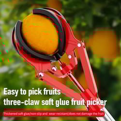 retractable three-claw fruit picker for high reach orchard harvesting