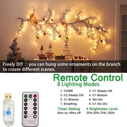 willow vine branch usb string lights with eight warm light modes