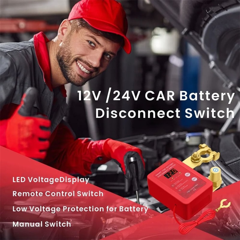 Heavy Duty Remote Battery Disconnect Switch With LED Voltage Display And Automatic Power Shut Off F 1