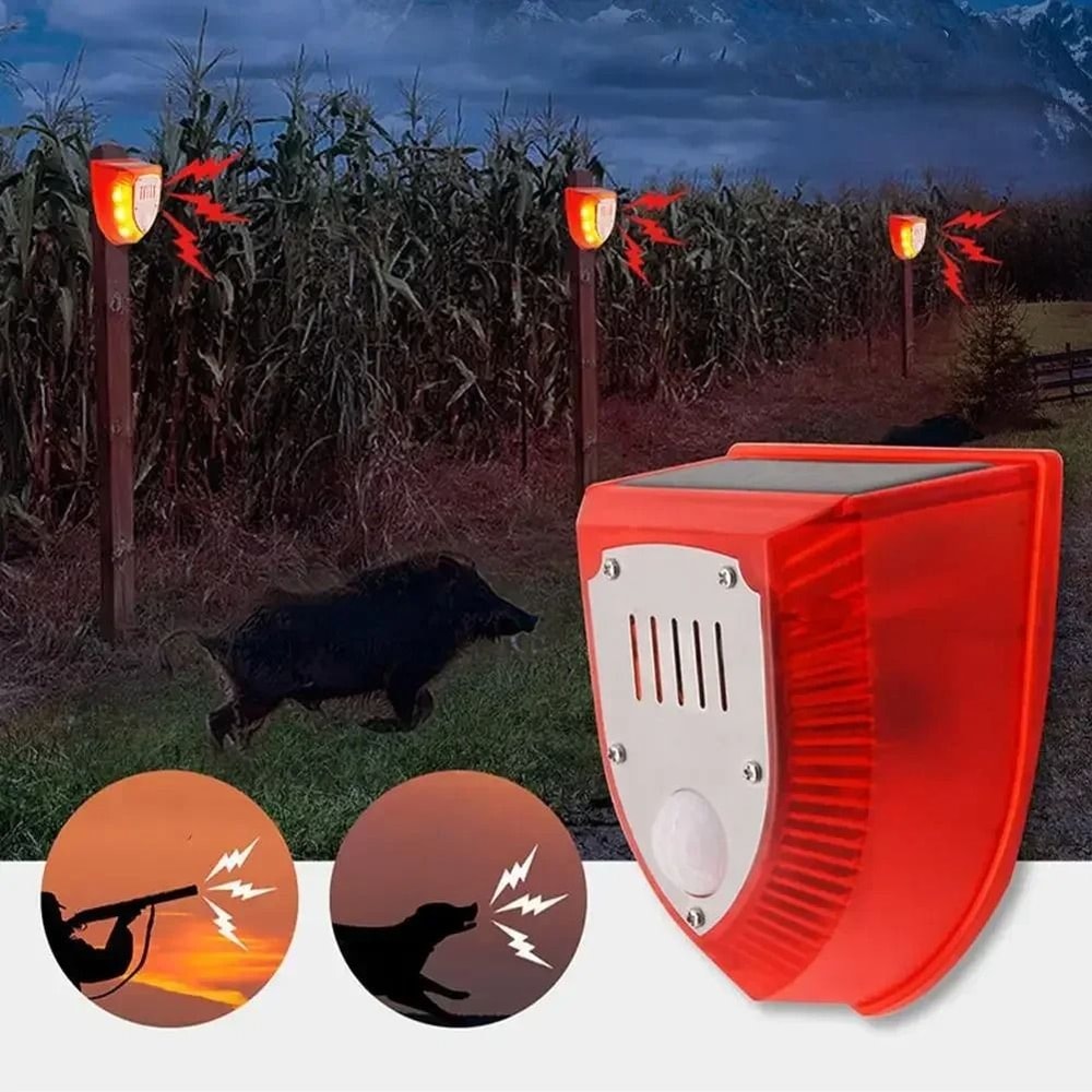 Solar Motion Sensor Alarm Light Outdoor Security Strobe 2