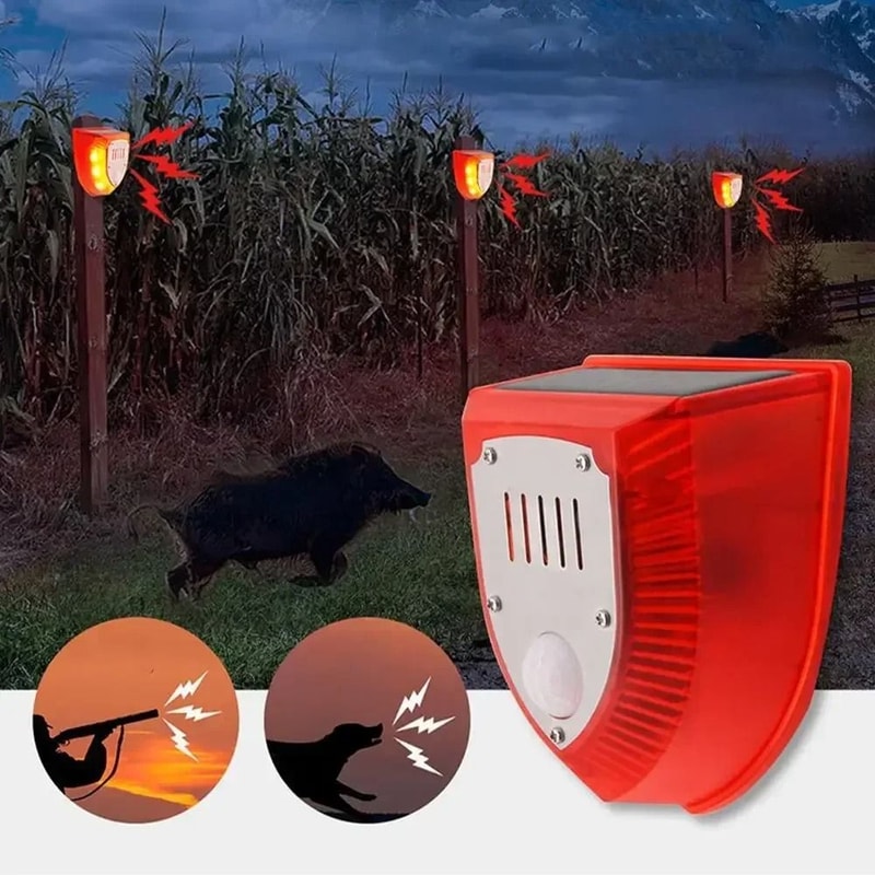 Solar Motion Sensor Alarm Light Outdoor Security Strobe 2
