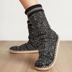 mens plush indoor slipper socks with non slip sole