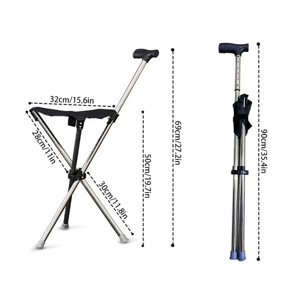 Lightweight Folding Cane With Built In Seat For Comfortable Outdoor Support 5