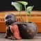 Mini Purple Clay Monk Figurine Flower Vase For Home Decoration 9