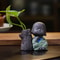 Mini Purple Clay Monk Figurine Flower Vase For Home Decoration 6