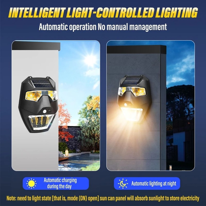 Outdoor Solar Garden Wall Light With Smart Sensor And Light Control 2