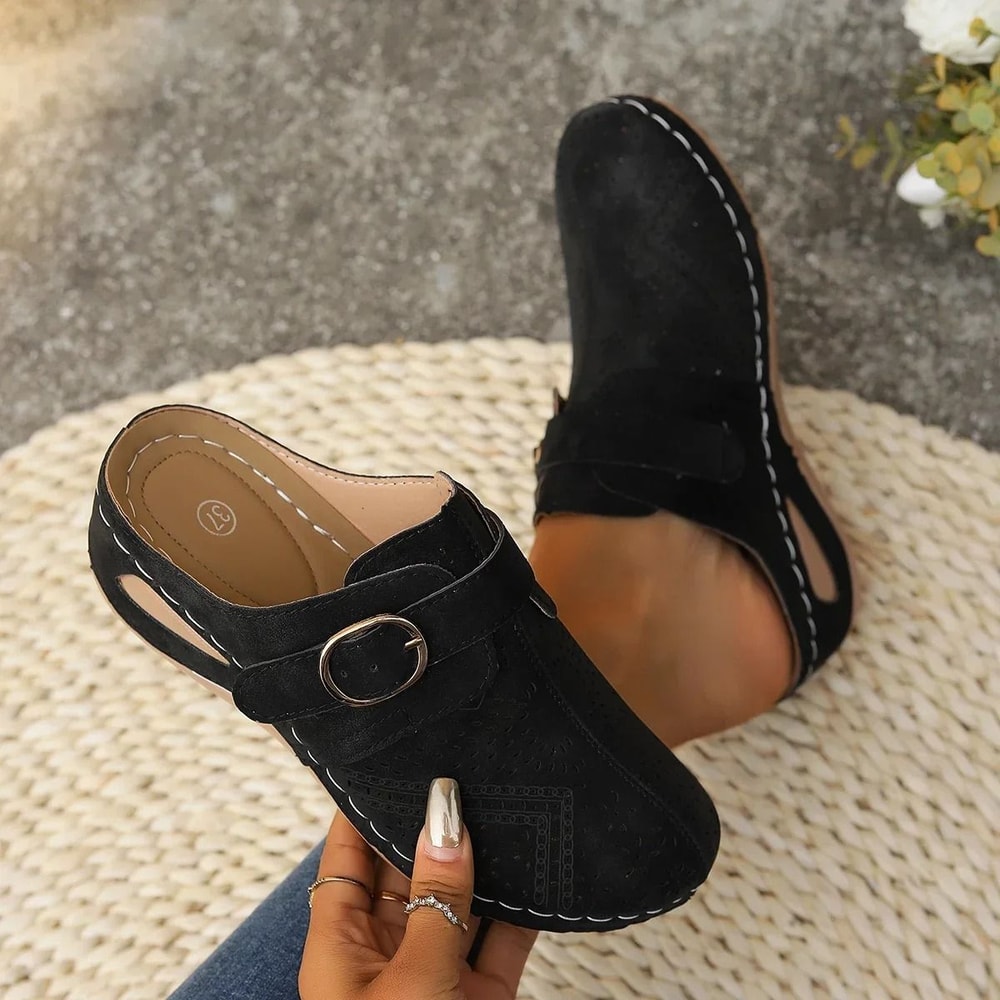 Womens Closed Toe Platform Slide Sandals 1