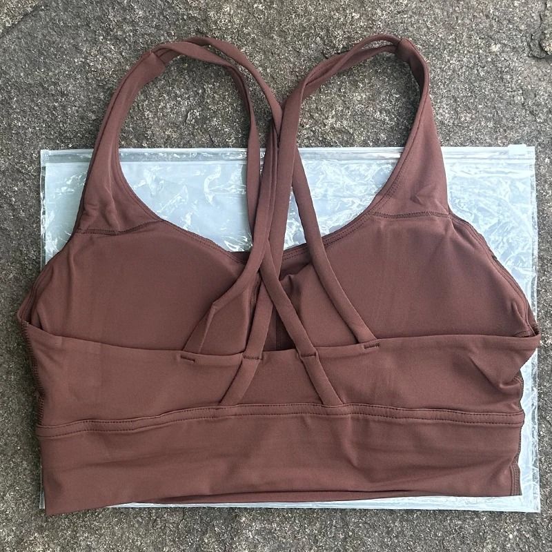 Solid Color Cross Back Fitness Bra With Soft Support 10