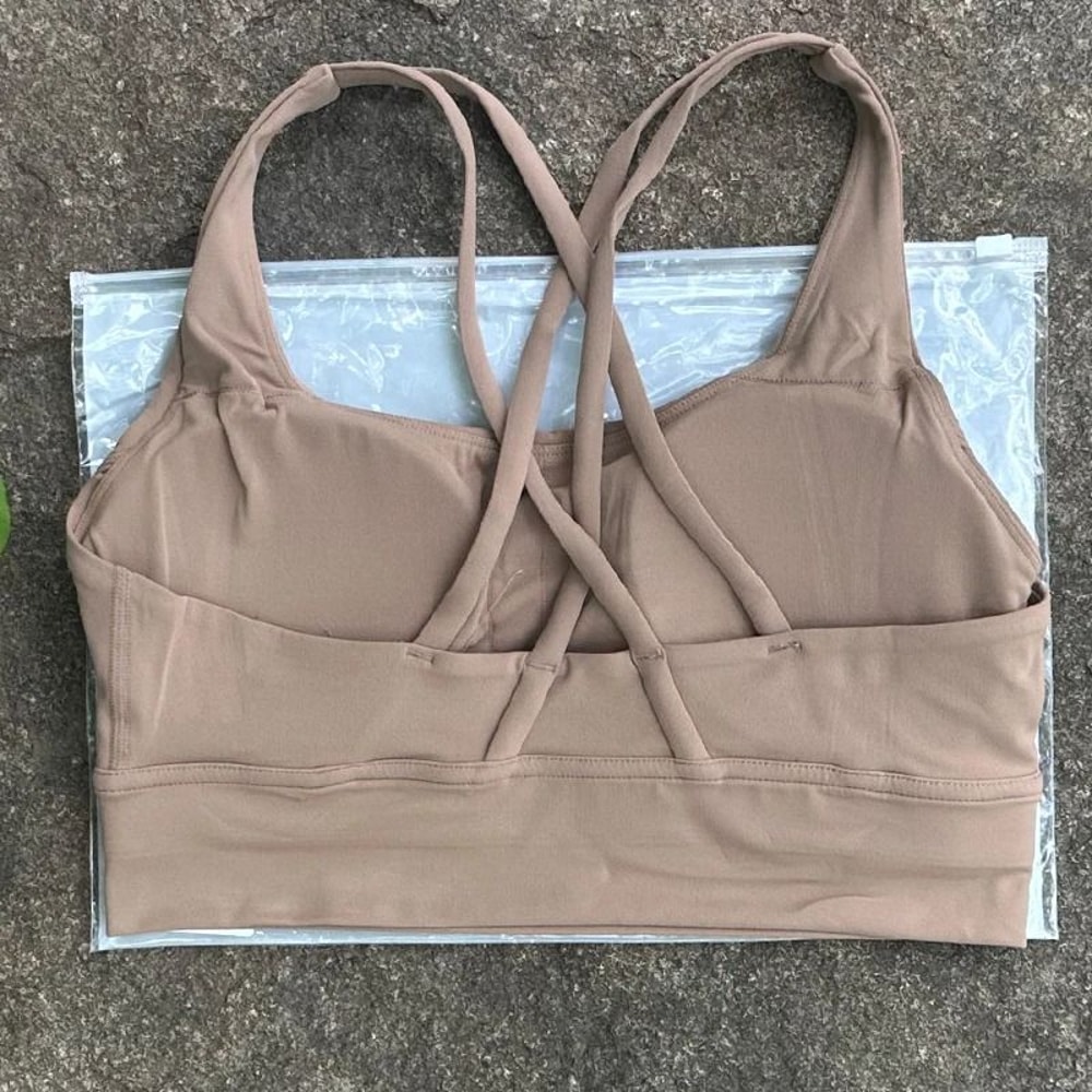 Solid Color Cross Back Fitness Bra With Soft Support 13