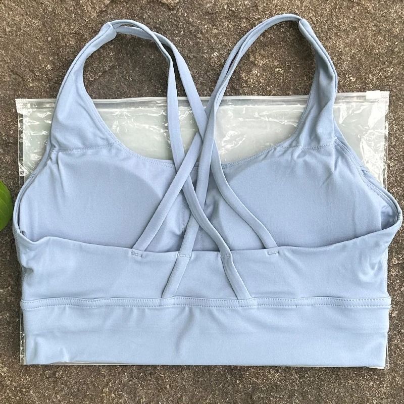 Solid Color Cross Back Fitness Bra With Soft Support 16