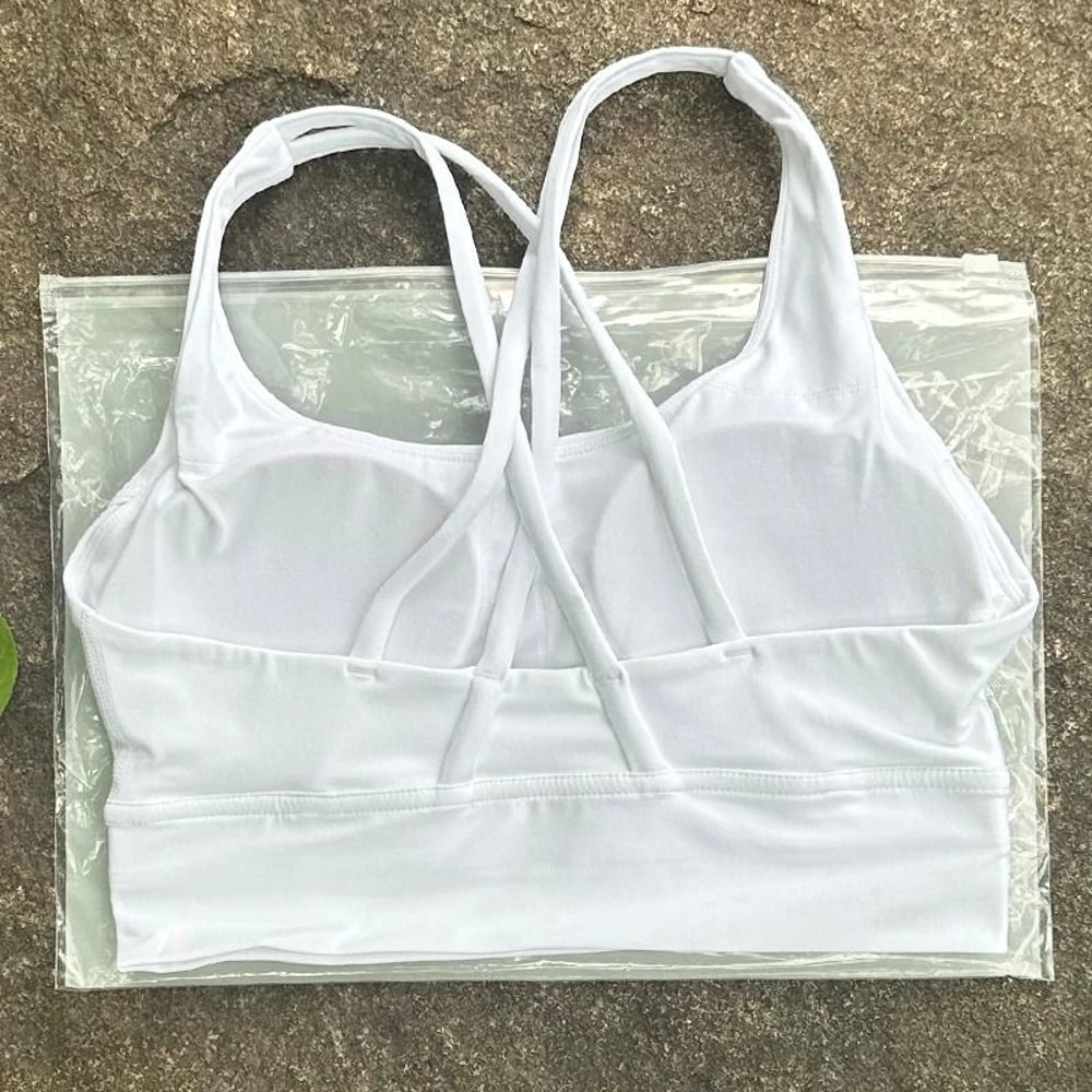 Solid Color Cross Back Fitness Bra With Soft Support 7