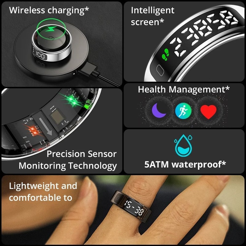 Smart Health Tracking Ring With Display And Touch Control 1