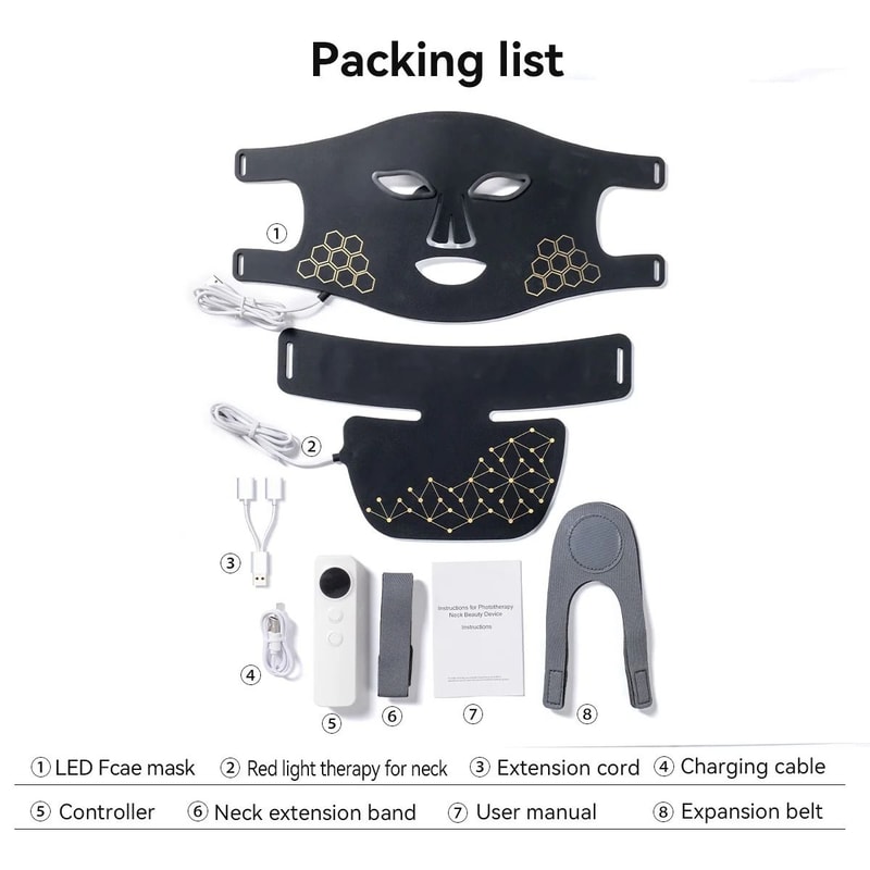 Rechargeable LED Face And Neck Therapy Mask With Infrared And Color Enhancement 6