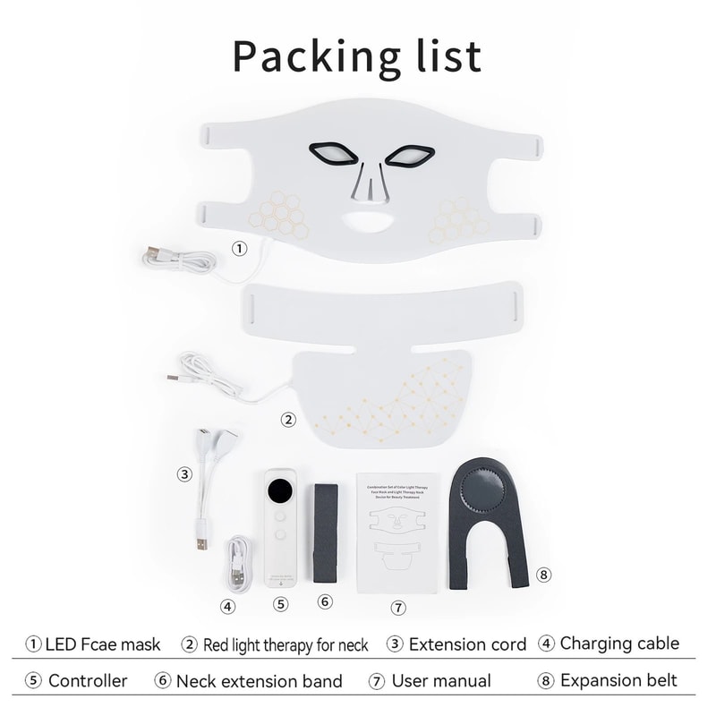 Rechargeable LED Face And Neck Therapy Mask With Infrared And Color Enhancement 7