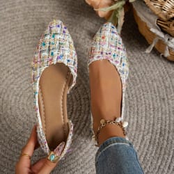 elegant french style side cut pointed toe flat shoes for women