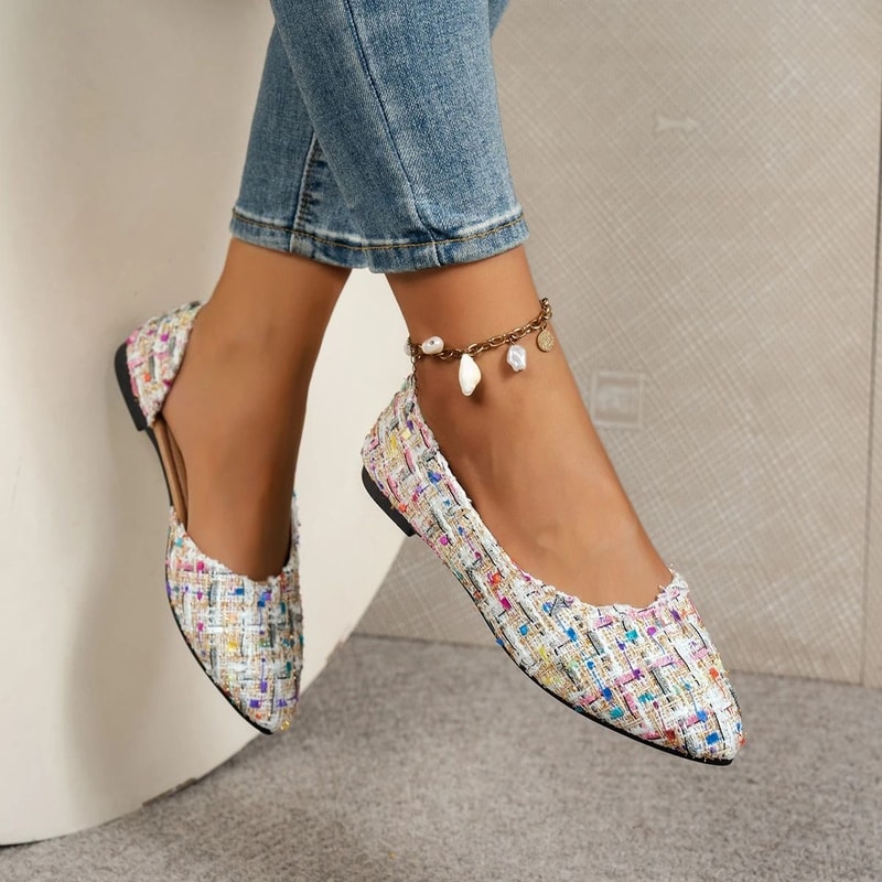 Elegant French Style Side Cut Pointed Toe Flat Shoes For Women 1