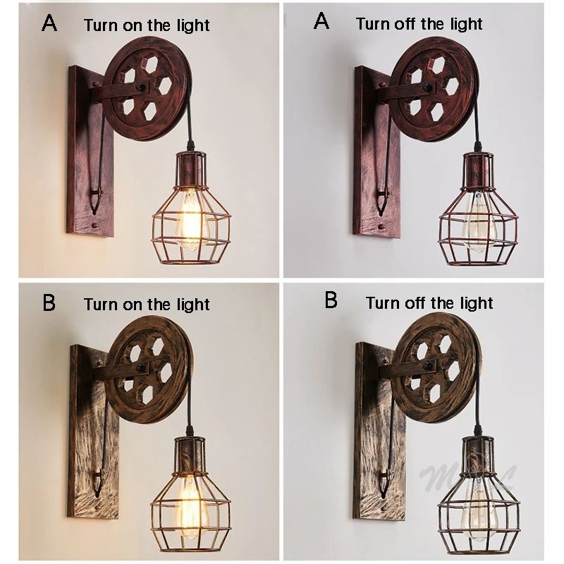 Vintage Industrial Lifting Pulley Wall Lamp For Timeless Home Decor 0