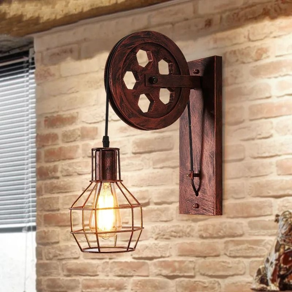 Vintage Industrial Lifting Pulley Wall Lamp For Timeless Home Decor 7