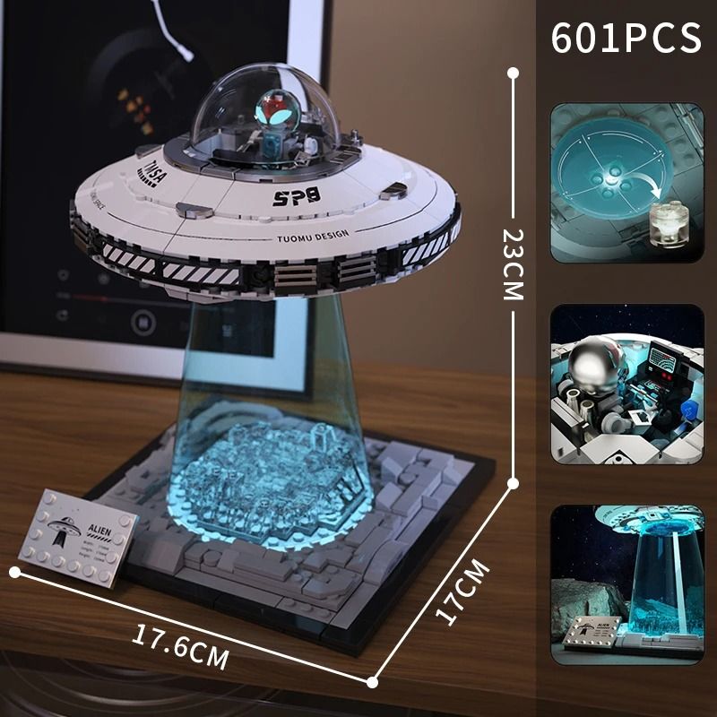 Creative Space Building Block Kits UFO Rocket Alien Astronaut Solar System 7