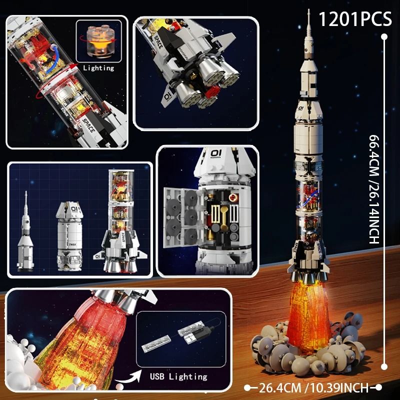 Creative Space Building Block Kits UFO Rocket Alien Astronaut Solar System 8