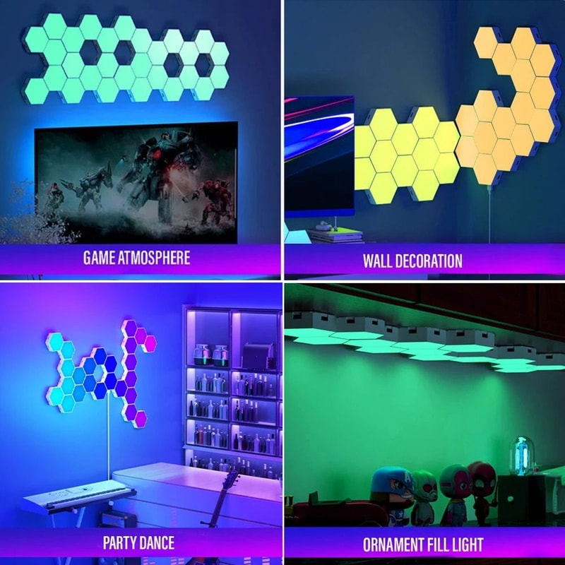 RGB Bluetooth LED Hexagon Wall Light With App And Remote Control 5