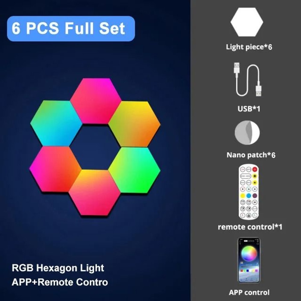 RGB Bluetooth LED Hexagon Wall Light With App And Remote Control 7
