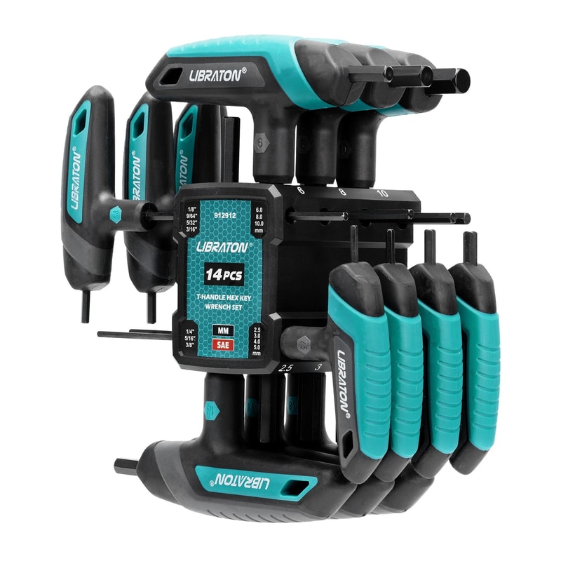 Metric And SAE T Handle Hex Key Set With Storage Rack 1