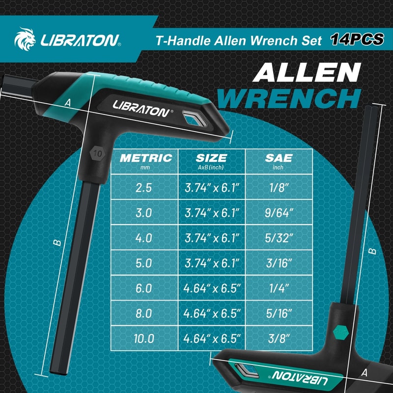 Metric And SAE T Handle Hex Key Set With Storage Rack 2