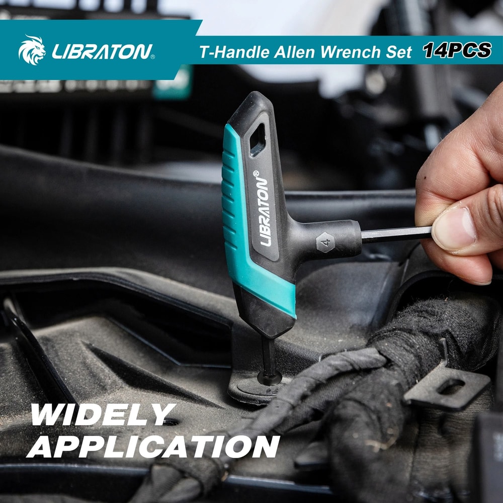 Metric And SAE T Handle Hex Key Set With Storage Rack 5