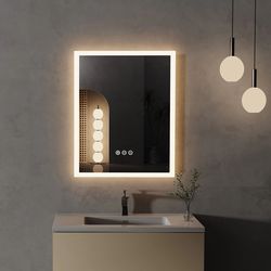 led lighted vanity mirror with anti-fog and smart touch