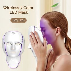 led facial and neck light therapy mask for skin rejuvenation