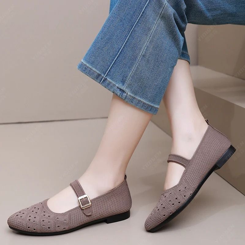 Comfort Knit Pointed Toe Ballet Flats Lightweight Breathable Slip On Loafers For Everyday Wear 4