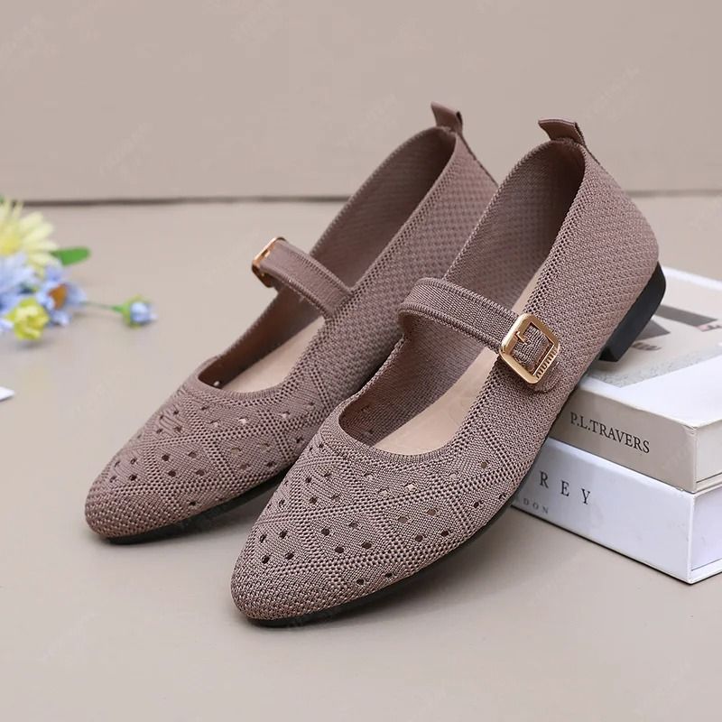 Comfort Knit Pointed Toe Ballet Flats Lightweight Breathable Slip On Loafers For Everyday Wear 5