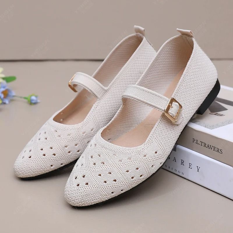 Comfort Knit Pointed Toe Ballet Flats Lightweight Breathable Slip On Loafers For Everyday Wear 8