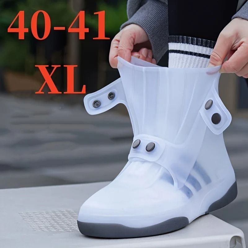 Two Tone Waterproof Shoe Covers Washable Anti Skid Durable Overshoes With Button 5