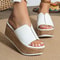 Leather Platform Wedge Slippers Womens Open Toe Summer Beach Shoes 2