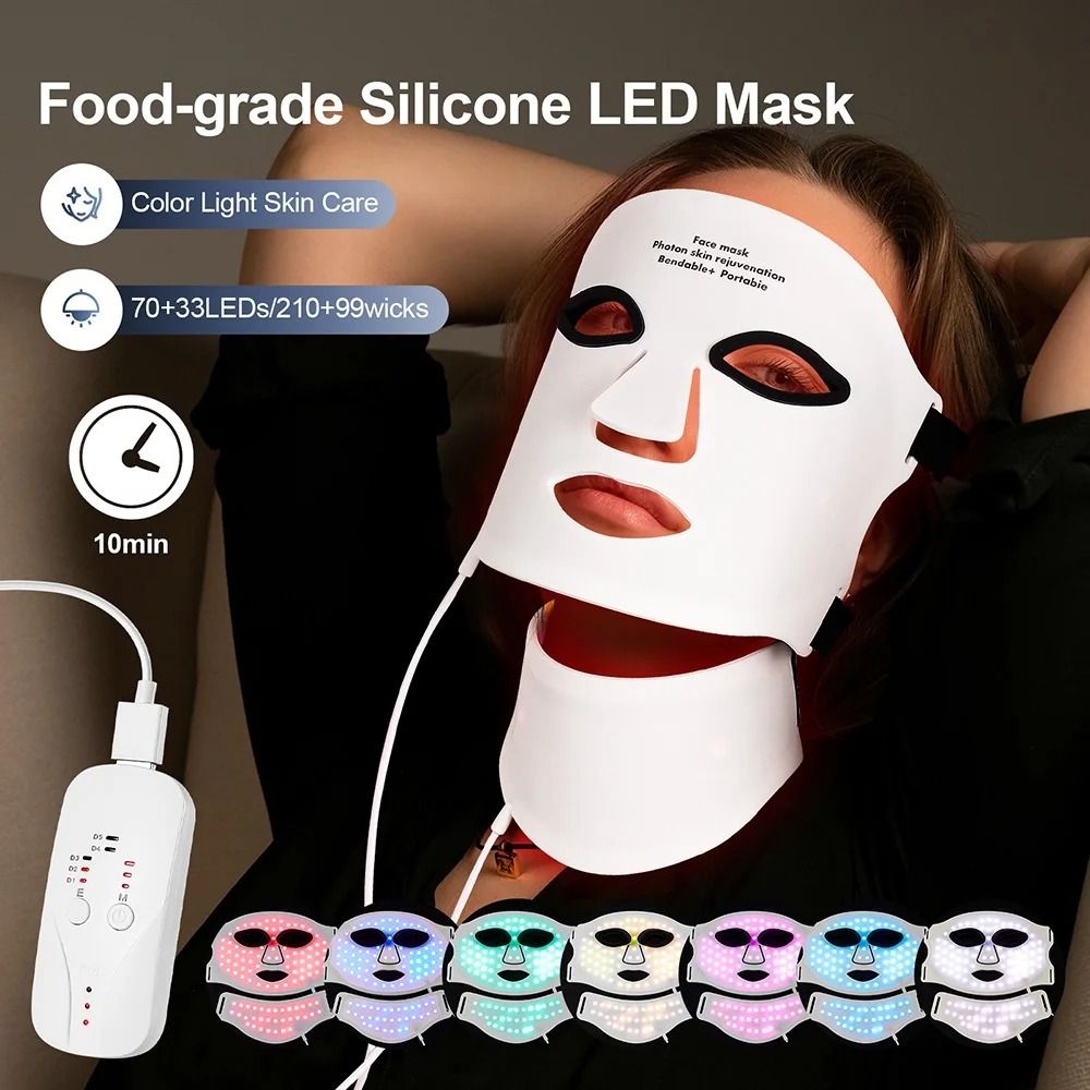 LED Light Therapy Face And Neck Mask With Seven Light Settings 0