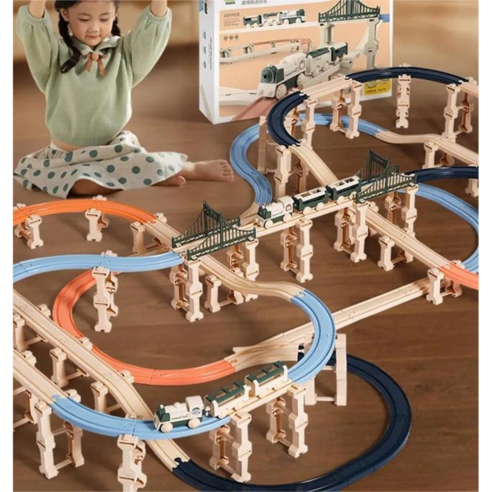 DIY Electric Christmas Train Set With Track For Kids Creative Play 0