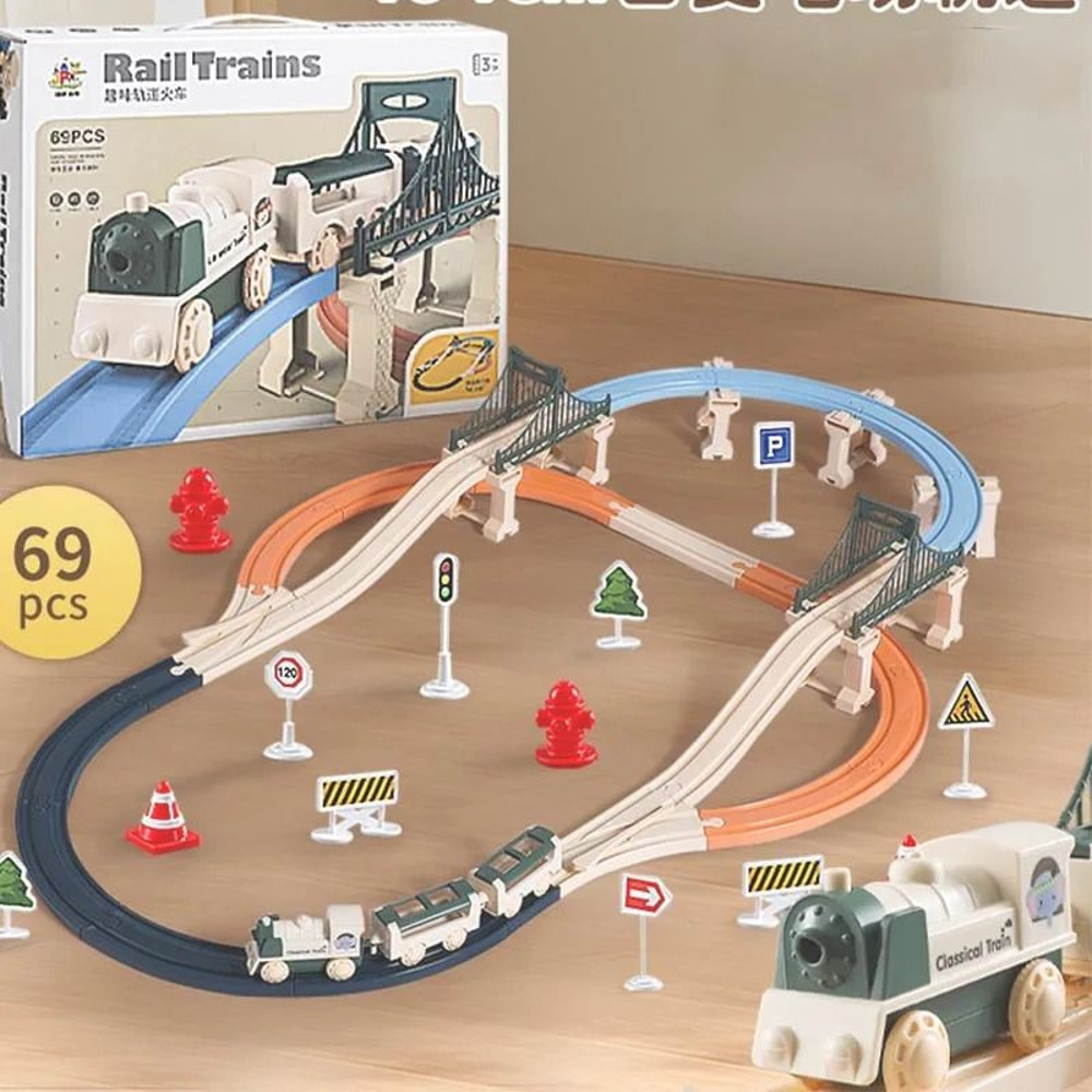 DIY Electric Christmas Train Set With Track For Kids Creative Play 2