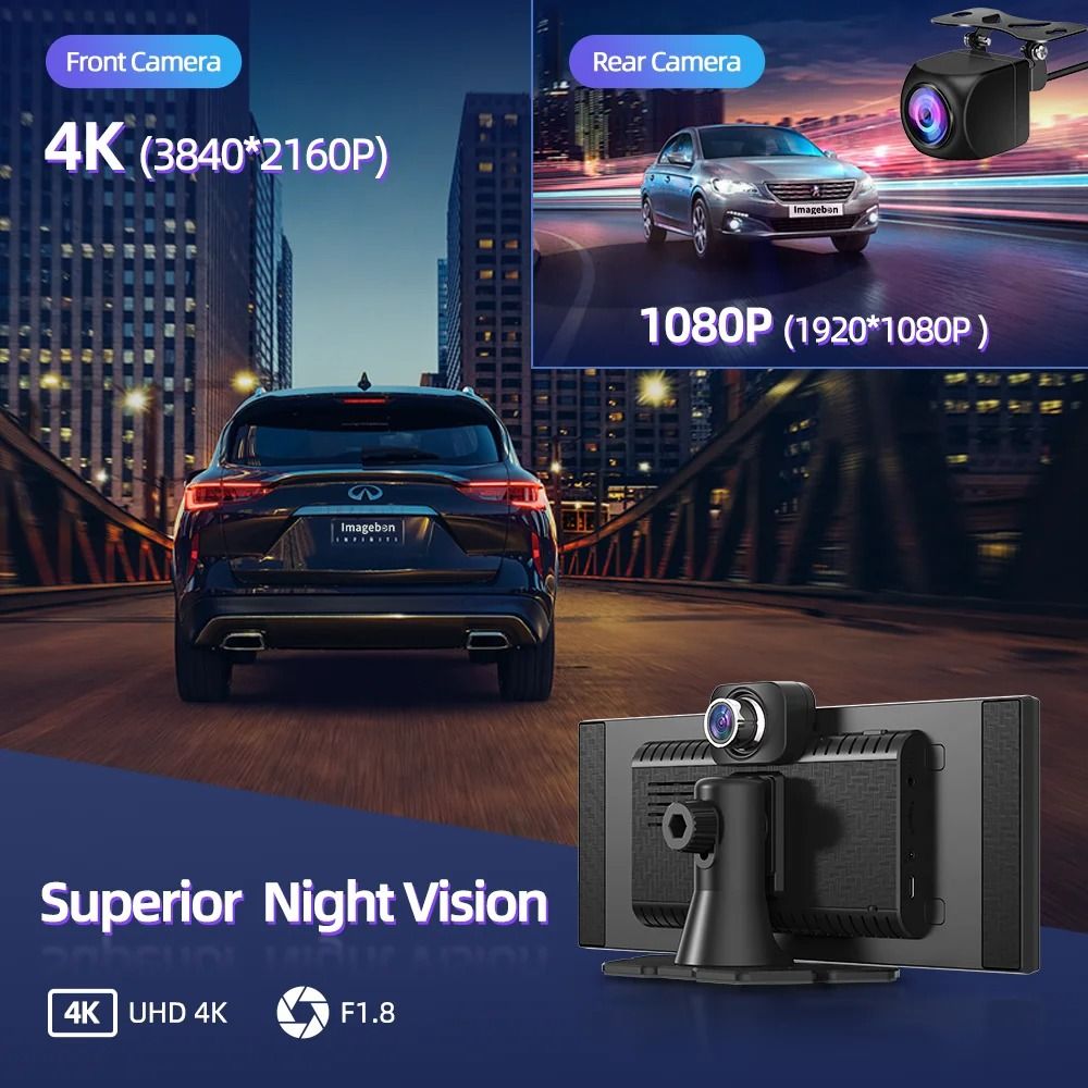 114 Inch 4K Dash Cam With Wireless CarPlay And Android Auto 1