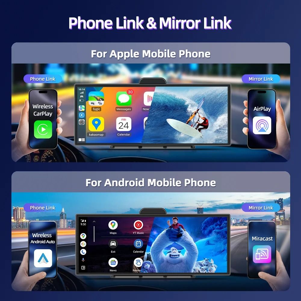 114 Inch 4K Dash Cam With Wireless CarPlay And Android Auto 2