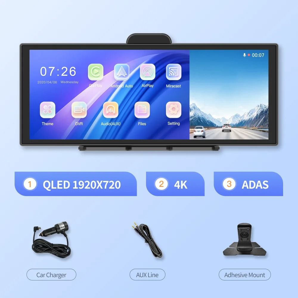 114 Inch 4K Dash Cam With Wireless CarPlay And Android Auto 6
