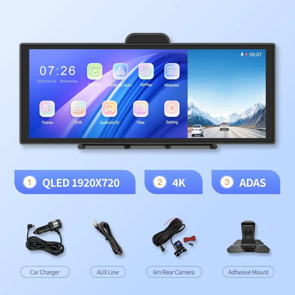 114 Inch 4K Dash Cam With Wireless CarPlay And Android Auto 8