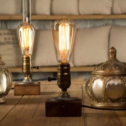 wood table lamp with option for bulb