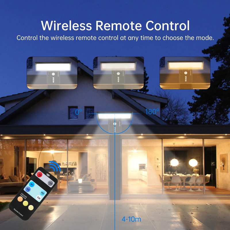 Solar Motion Sensor Flood Wall Light With Three Color Modes 4