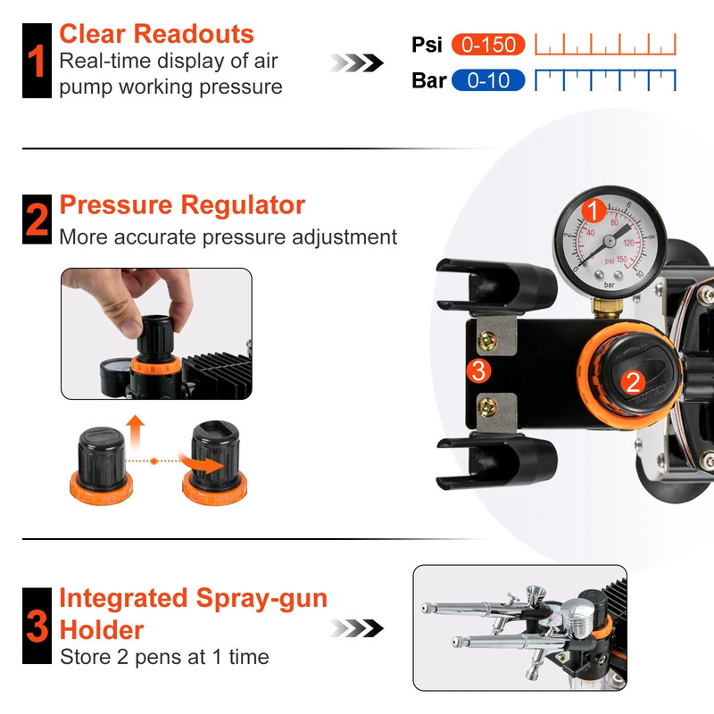 Professional Dual Action Electric Airbrush Kit 3