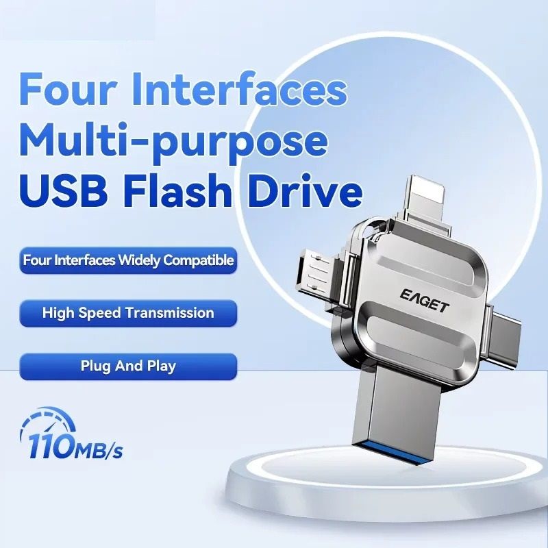4 In 1 USB Flash Drive With Type C Micro And Lightning Ports 0