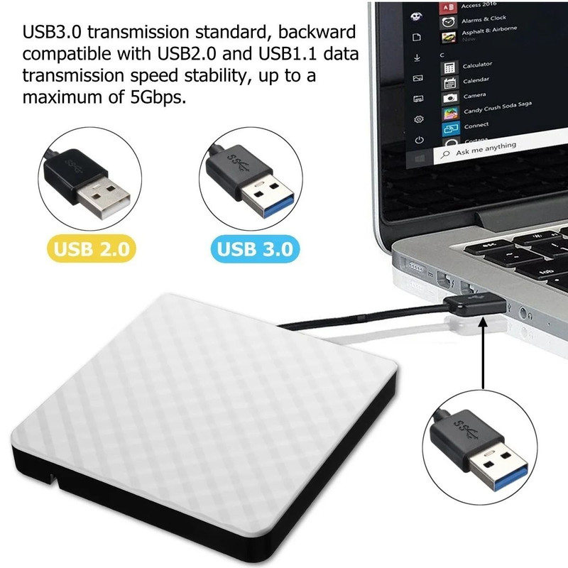 Ultra Slim Portable Optical Drive With USB And Type C Connectivity 3